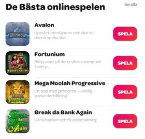 spinpalace casino Spelutbud